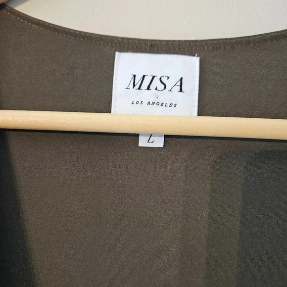 Misa Los Angeles Draped Teget Fluid Stretch Mini Dress Olive  Green Size Large. - Picture 8 of 16